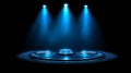 Blue Lit Stage With Three Circular Platforms Royalty Free Stock Photo