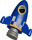 Blue little rocket ship illustration