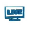 Blue Live streaming online videogame play icon isolated on transparent background.