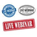 Blue live webinar grunge vintage stamp set