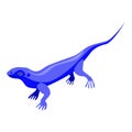 Blue lizard icon, isometric style