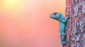 A Blue Lizard on Tree Trunk Royalty Free Stock Photo