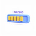Blue loading bar with yellow segments on transparent background Royalty Free Stock Photo