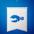 Blue Lobster or crab claw icon isolated on blue background. White pennant template. Vector Royalty Free Stock Photo