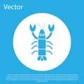 Blue Lobster icon isolated on blue background. White circle button. Vector. Royalty Free Stock Photo