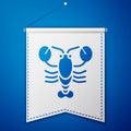 Blue Lobster icon isolated on blue background. White pennant template. Vector Royalty Free Stock Photo