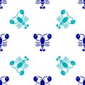 Blue Lobster icon isolated seamless pattern on white background. Vector Royalty Free Stock Photo