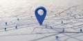 This is a blue location 3d pin icon of navigation road map marker, place symbol or global positioning system