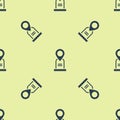 Blue Location grave icon isolated seamless pattern on yellow background. Vector Royalty Free Stock Photo
