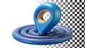 Blue location pin, map marker, gps location, place marker, pinpoint icon png transparent image Generative AI