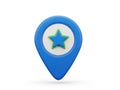 Blue location pin with star icon isolated on white background Royalty Free Stock Photo