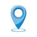 Blue location pointer for GPS navigation. Vector mapping element, point marker design for direction application Royalty Free Stock Photo