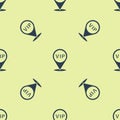 Blue Location Vip icon isolated seamless pattern on yellow background. Vector Royalty Free Stock Photo