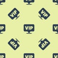 Blue Location Vip icon isolated seamless pattern on yellow background. Vector Royalty Free Stock Photo
