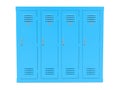 Blue lockers. Front view. 3d rendering illustration isolated