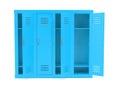 Blue lockers with open doors. 3d rendering illustration isolated Royalty Free Stock Photo