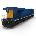 Blue locomotive on white. 3D illustration