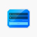 Blue login form template design in vector style
