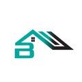 Blue logo B house logo design, real estate Icon.