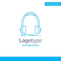 Blue Logo design for Audio, headphone, headphones, monitor, stud