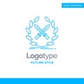 Blue Logo design for battle, emblem, game, label, swords. Busine