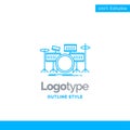 Blue Logo design for drum, drums, instrument, kit, musical. Busi