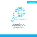 Blue Logo design for global, globe, magnifier, research, world