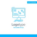 Blue Logo design for synchronization, sync, information, data, c