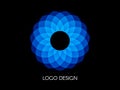 Blue logo design template. Color circular shape. Modern abstract circle symbol. Blue geometric element. Vector