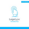 Blue Logo design for touch, click, hand, on, start. Business Con Royalty Free Stock Photo