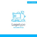 Blue Logo design for workplace, workstation, office, lamp, compu