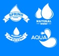 Blue logos set. Label for mineral water. Aqua icons collection. Royalty Free Stock Photo