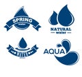 Blue logos set. Label for mineral water. Aqua icons collection. Royalty Free Stock Photo