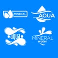 Blue logos set. Label for mineral water. Aqua icons collection. Royalty Free Stock Photo