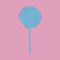 Blue lollipop on pink background