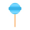 Blue lollipop flat icon isolated on white.