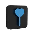 Blue Lollipop icon isolated on transparent background. Food, delicious symbol. Black square button.
