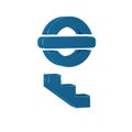 Blue London underground icon isolated on transparent background.