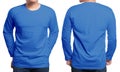 Blue Long Sleeved Shirt Design Template