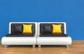 Blue Lounge Room - Yellow Pillows