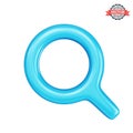 Blue loupe or magnifying glass icon. Glossy magnifier icon isolated on white background Royalty Free Stock Photo