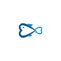 blue love fish logo icon