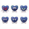 Blue love gummy candy cartoon character with nope expression