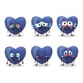 Blue love gummy candy cartoon character with sad expression