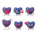 Blue love gummy candycartoon character with love cute emoticon