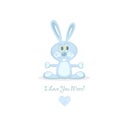 Blue love rabbit, vector illustration Royalty Free Stock Photo