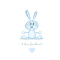 Blue love rabbit, vector illustration