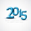 Blue Low poly Happy New Year 2015 vector card Royalty Free Stock Photo