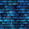 Blue Luminescence Beautiful Brick Wall Texture Tile Seamless Background. Generative AI Royalty Free Stock Photo