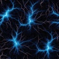 Blue Luminescence One Neuron On Black Background. Generative AI Royalty Free Stock Photo